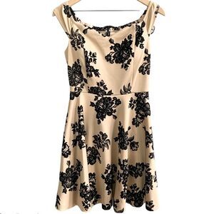 FE Forever Nude and Black Velvet Floral Dress NWT